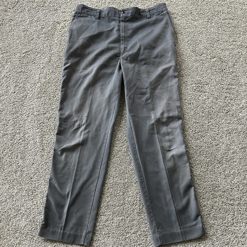 Red Kap Pants Mens 36x31 Gray Polyester Cotton Chino Straight Leg USA Workwear
